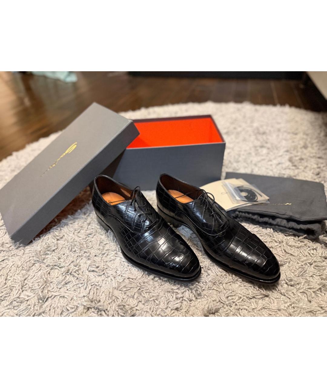 SANTONI Черные туфли из экзотической кожи, фото 2