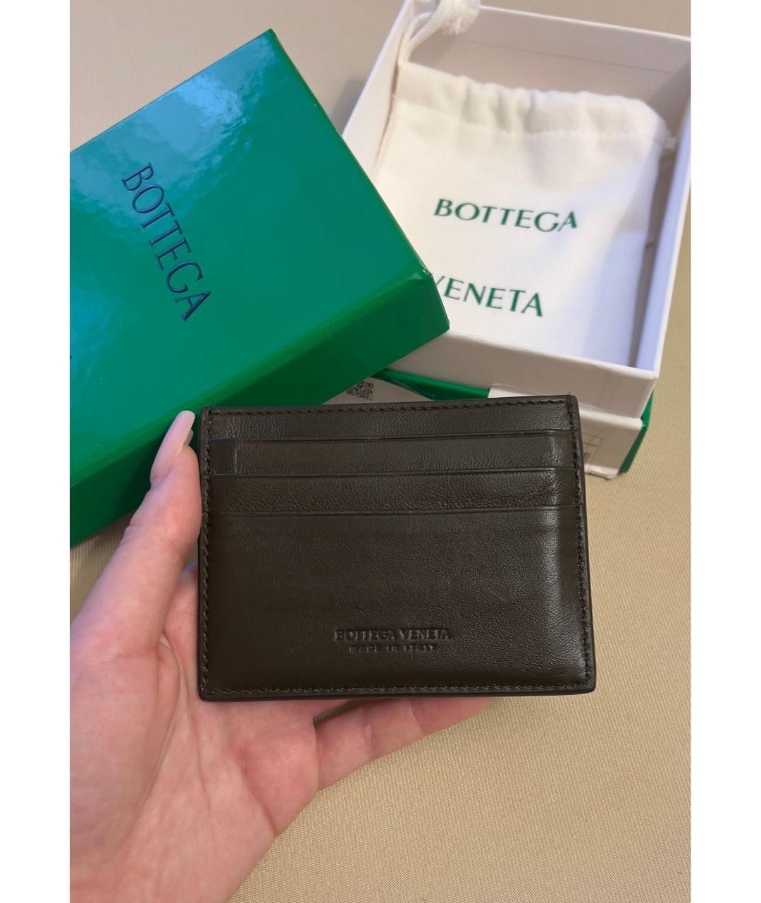 BOTTEGA VENETA Хаки кожаный кардхолдер, фото 3