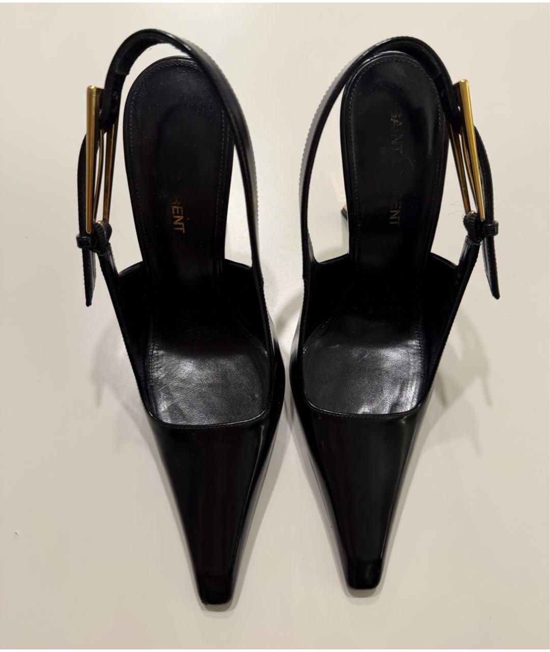 SAINT LAURENT Черные кожаные туфли, фото 2