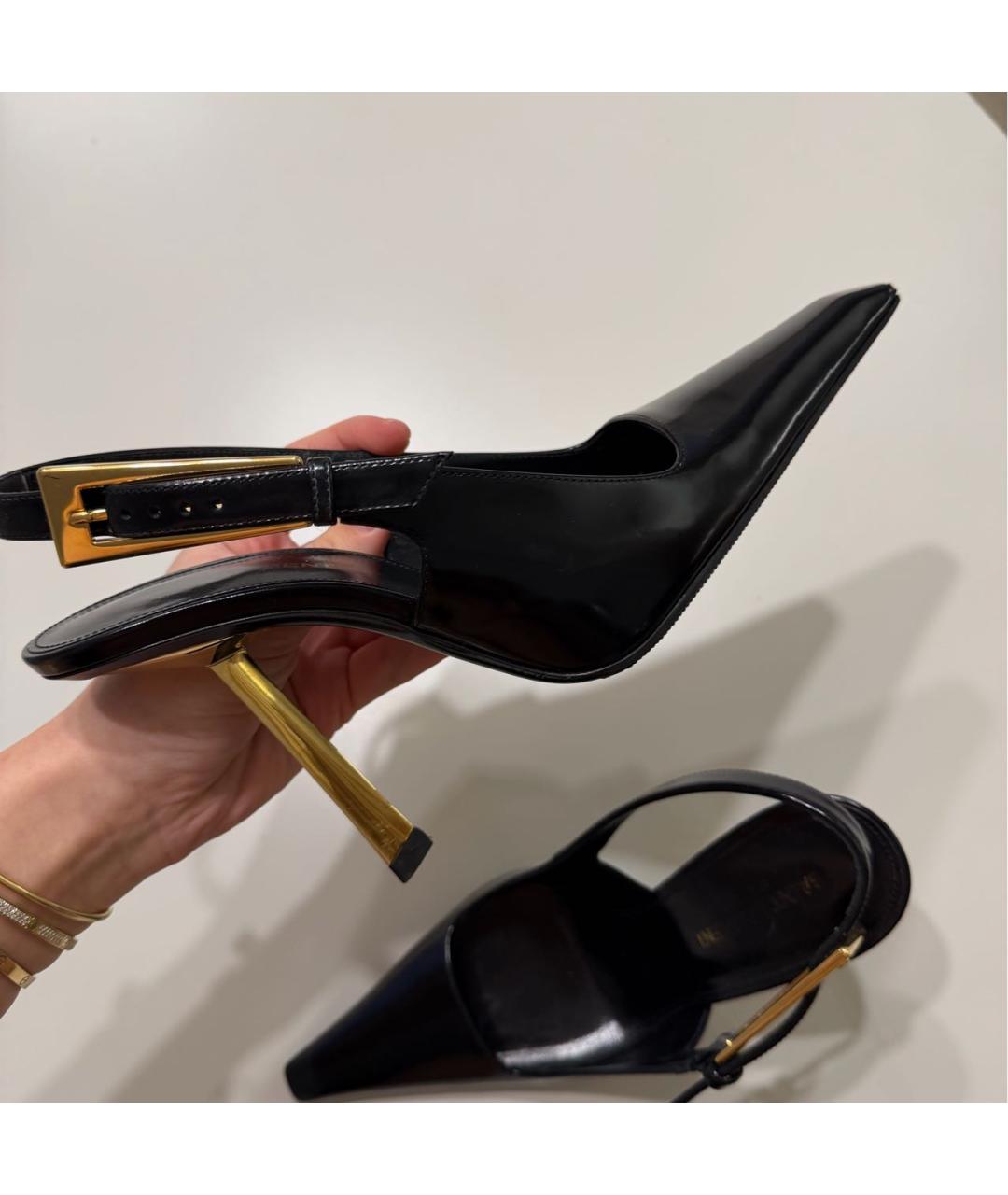 SAINT LAURENT Черные кожаные туфли, фото 6