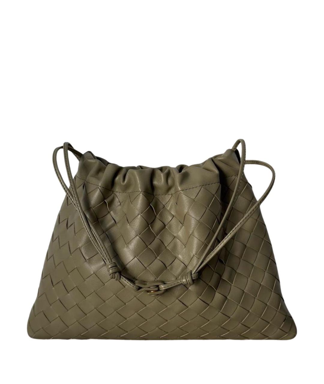 BOTTEGA VENETA Хаки кожаная сумка с короткими ручками, фото 1