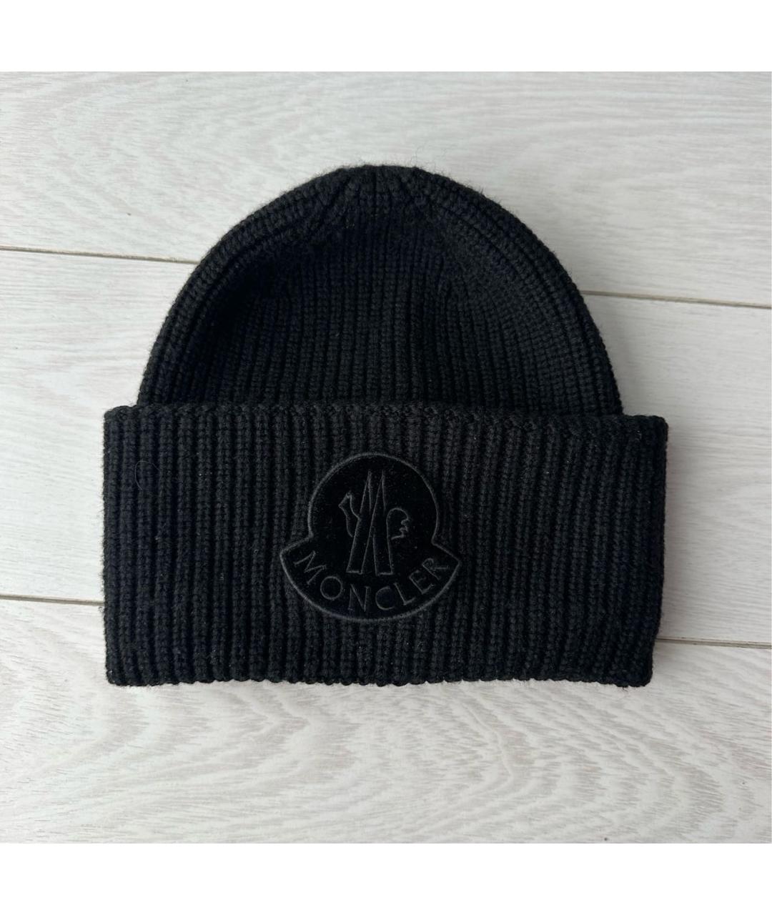 MONCLER Черная хлопковая шапка, фото 5