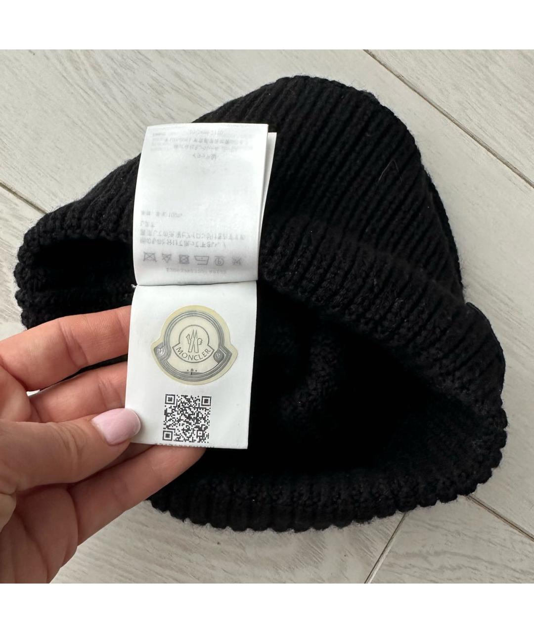 MONCLER Черная хлопковая шапка, фото 3