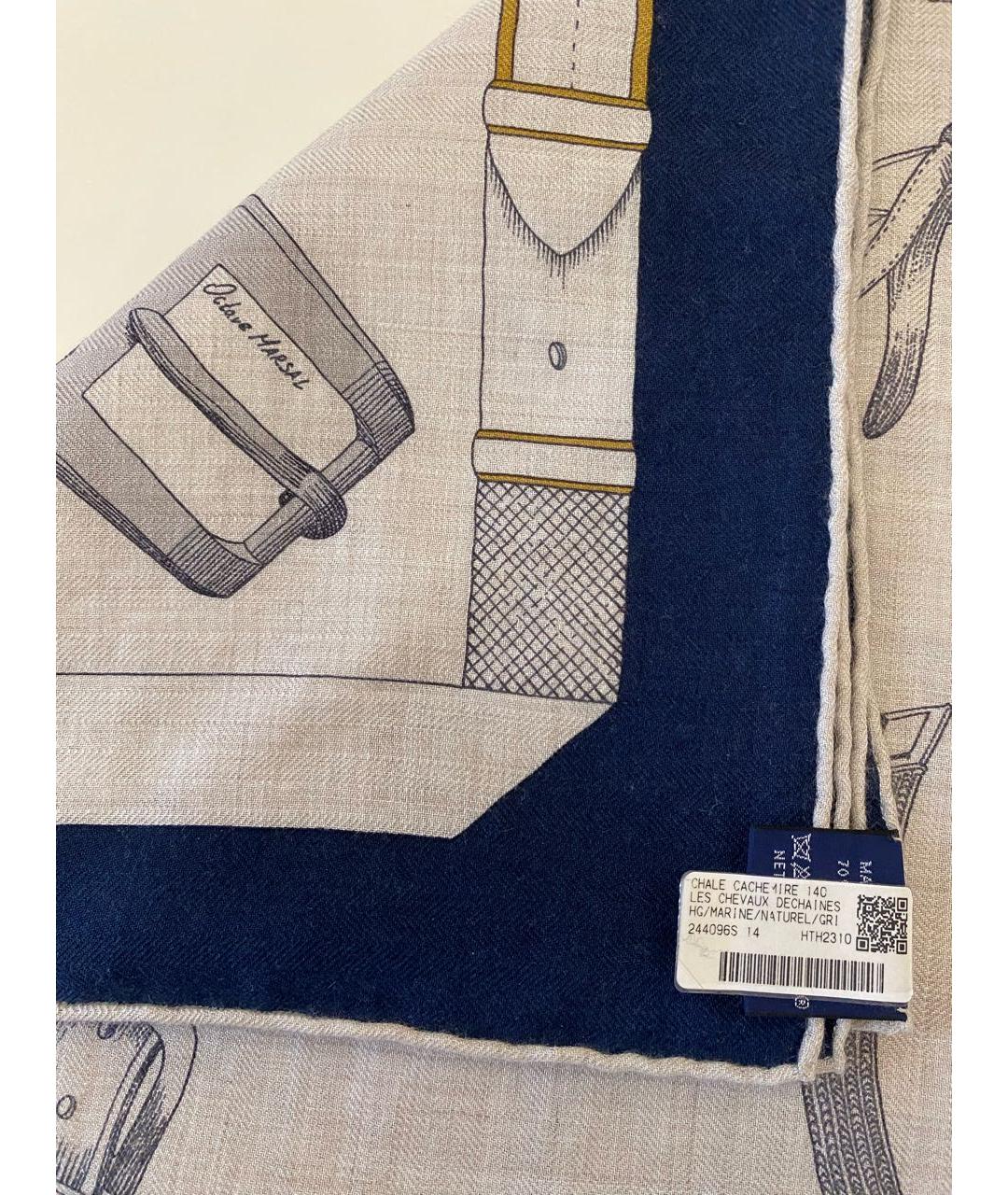 HERMES Бежевый кашемировый платок, фото 4