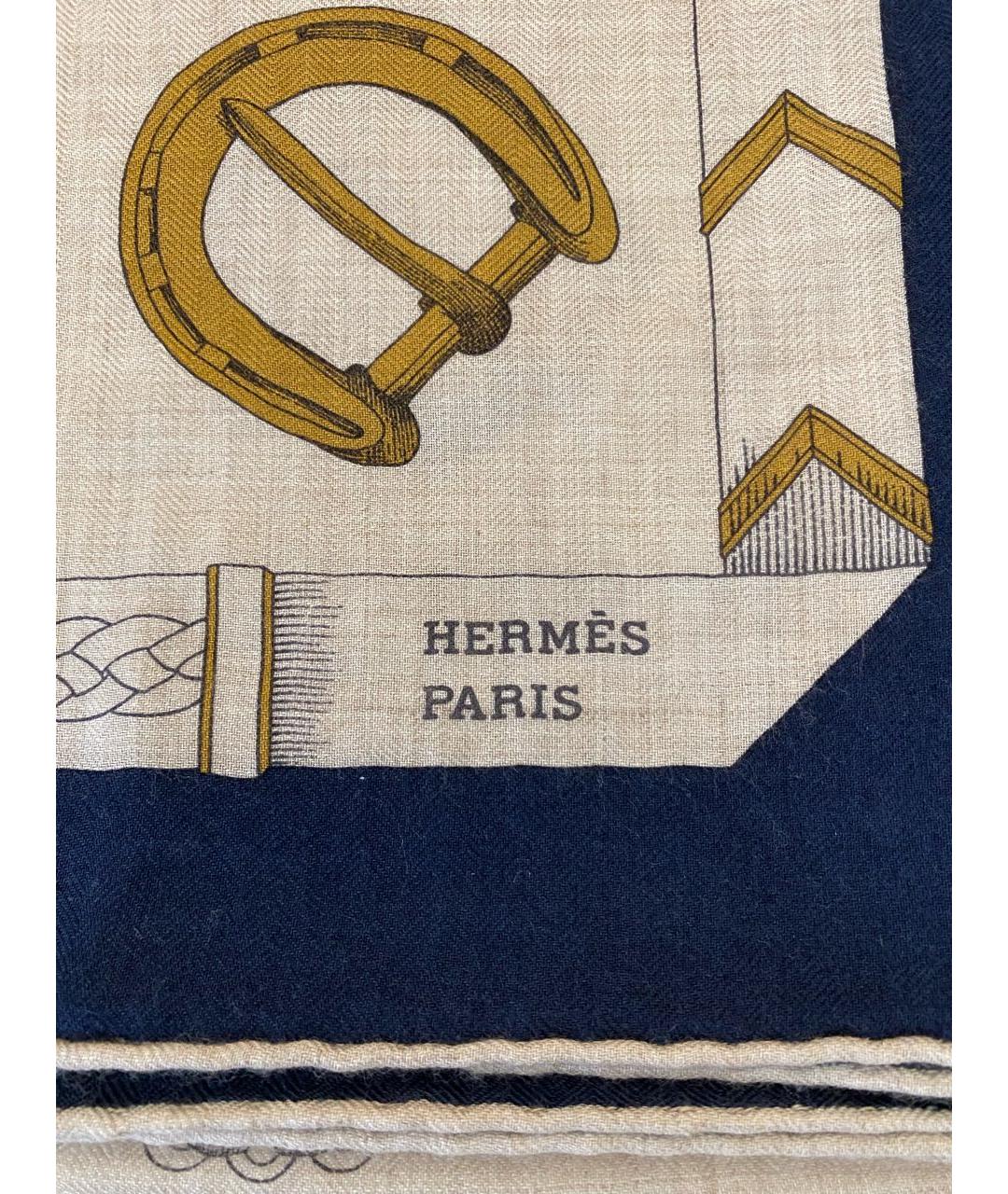 HERMES Бежевый кашемировый платок, фото 6