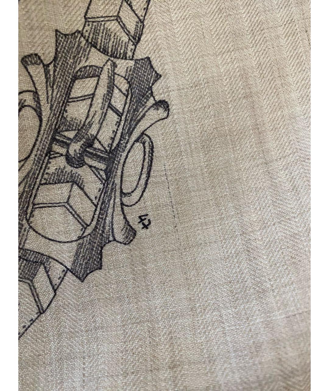 HERMES Бежевый кашемировый платок, фото 5