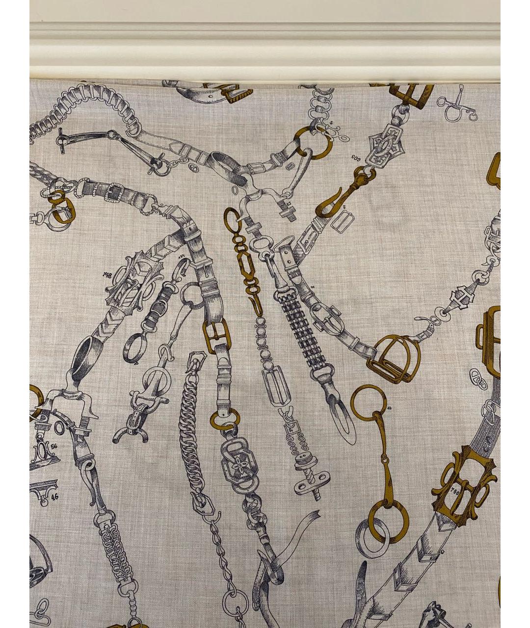 HERMES Бежевый кашемировый платок, фото 7