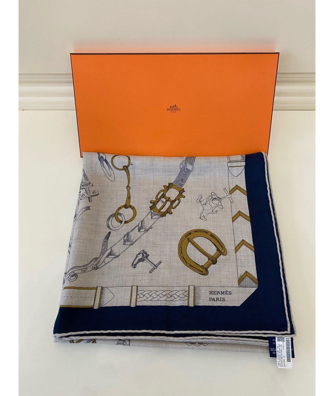 HERMES Бежевый кашемировый платок, фото 9