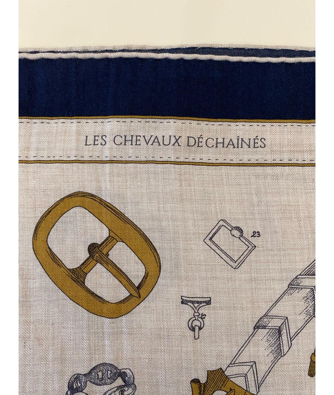 HERMES Бежевый кашемировый платок, фото 8