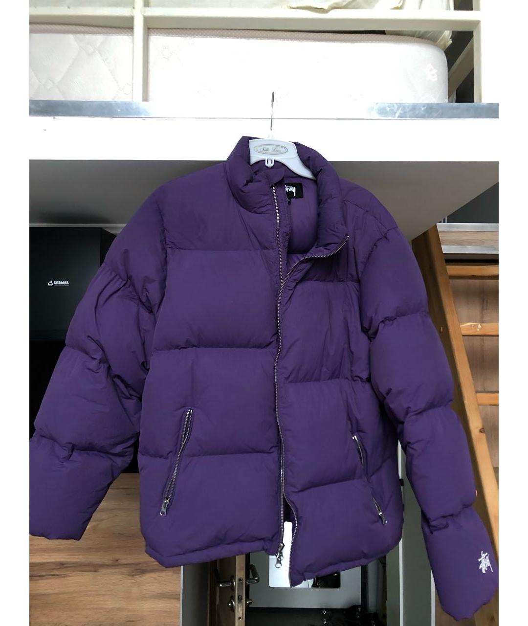 STUSSY Фиолетовый полиэстеровый пуховик, фото 5