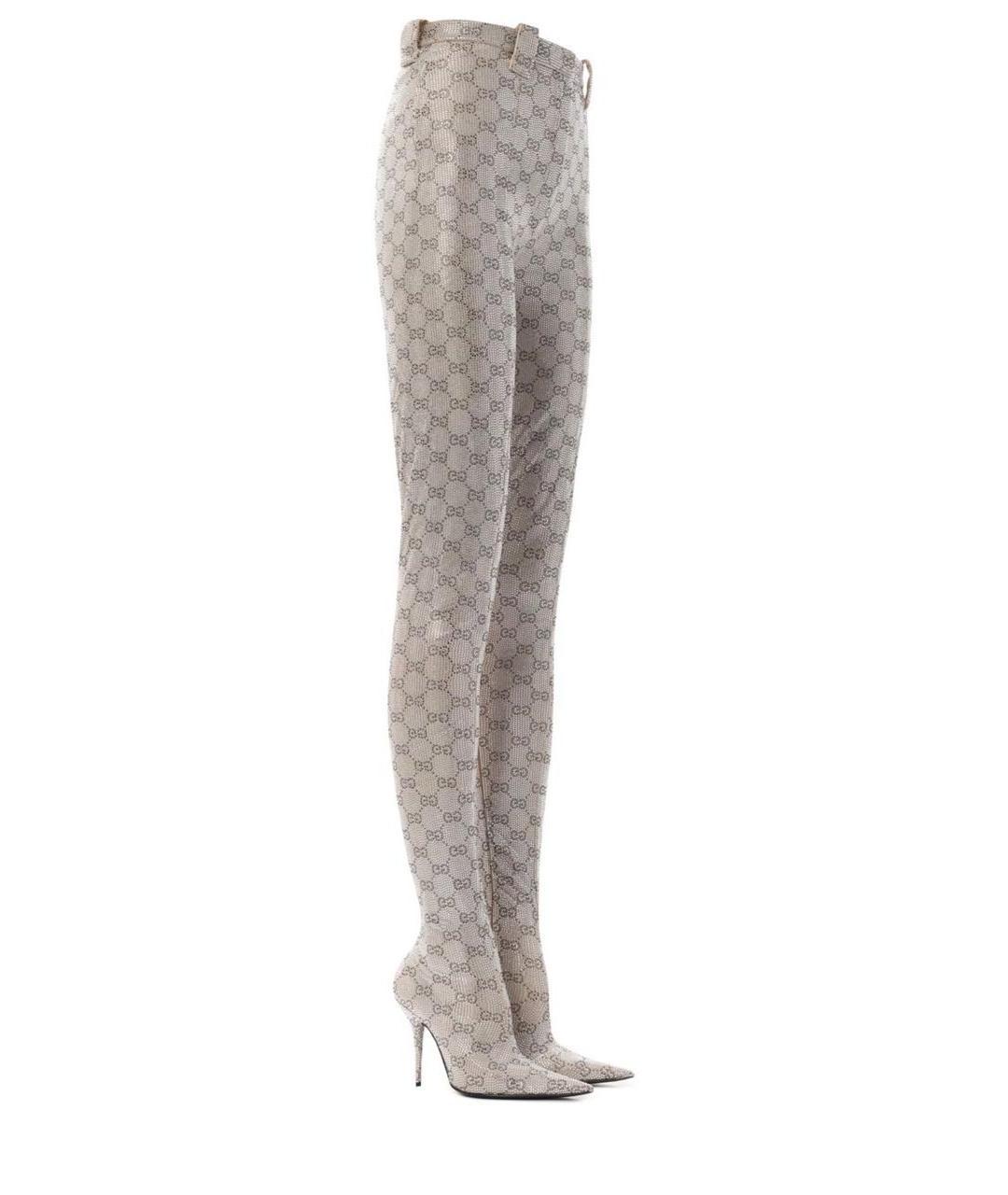 GUCCI Серебряные текстильные ботфорты, фото 1