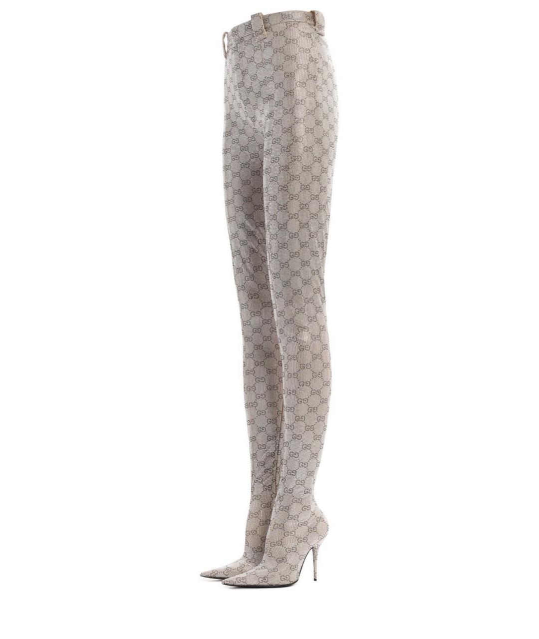 GUCCI Серебряные текстильные ботфорты, фото 9