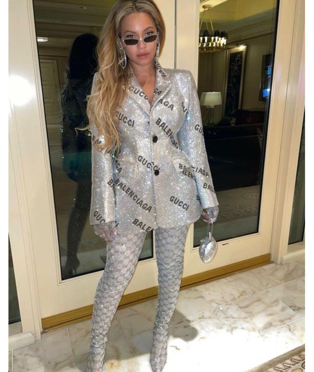 GUCCI Серебряные текстильные ботфорты, фото 6