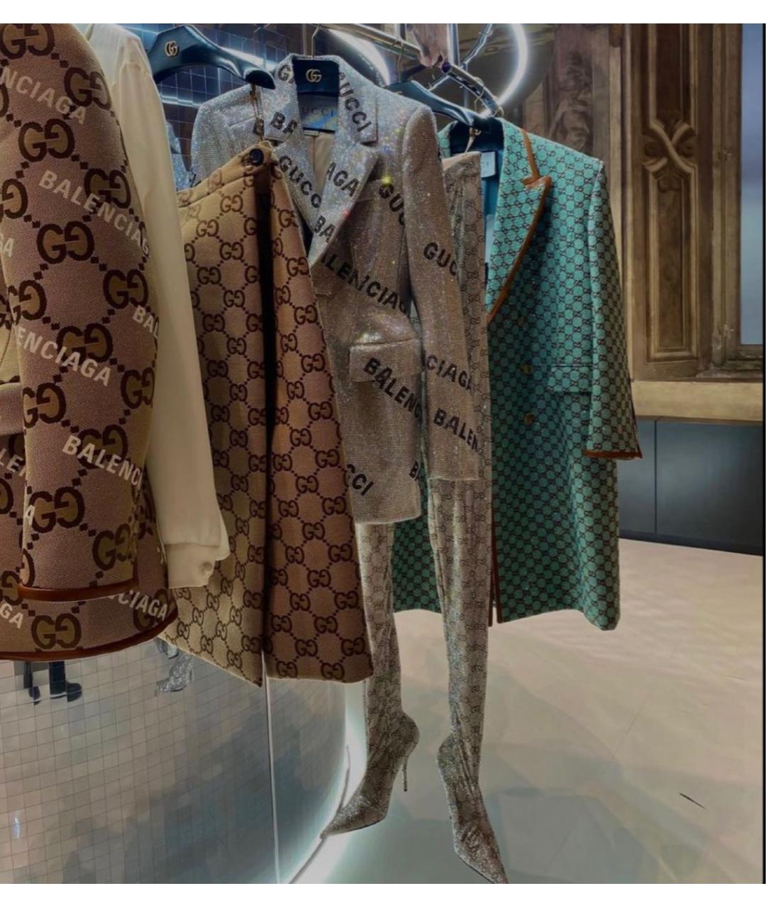 GUCCI Серебряные текстильные ботфорты, фото 4