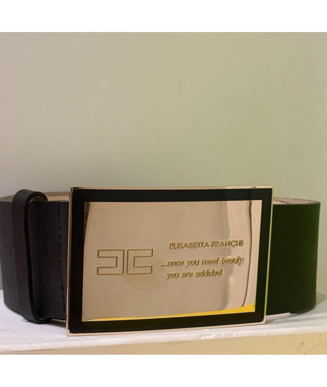 ELISABETTA FRANCHI Черный кожаный ремень, фото 5