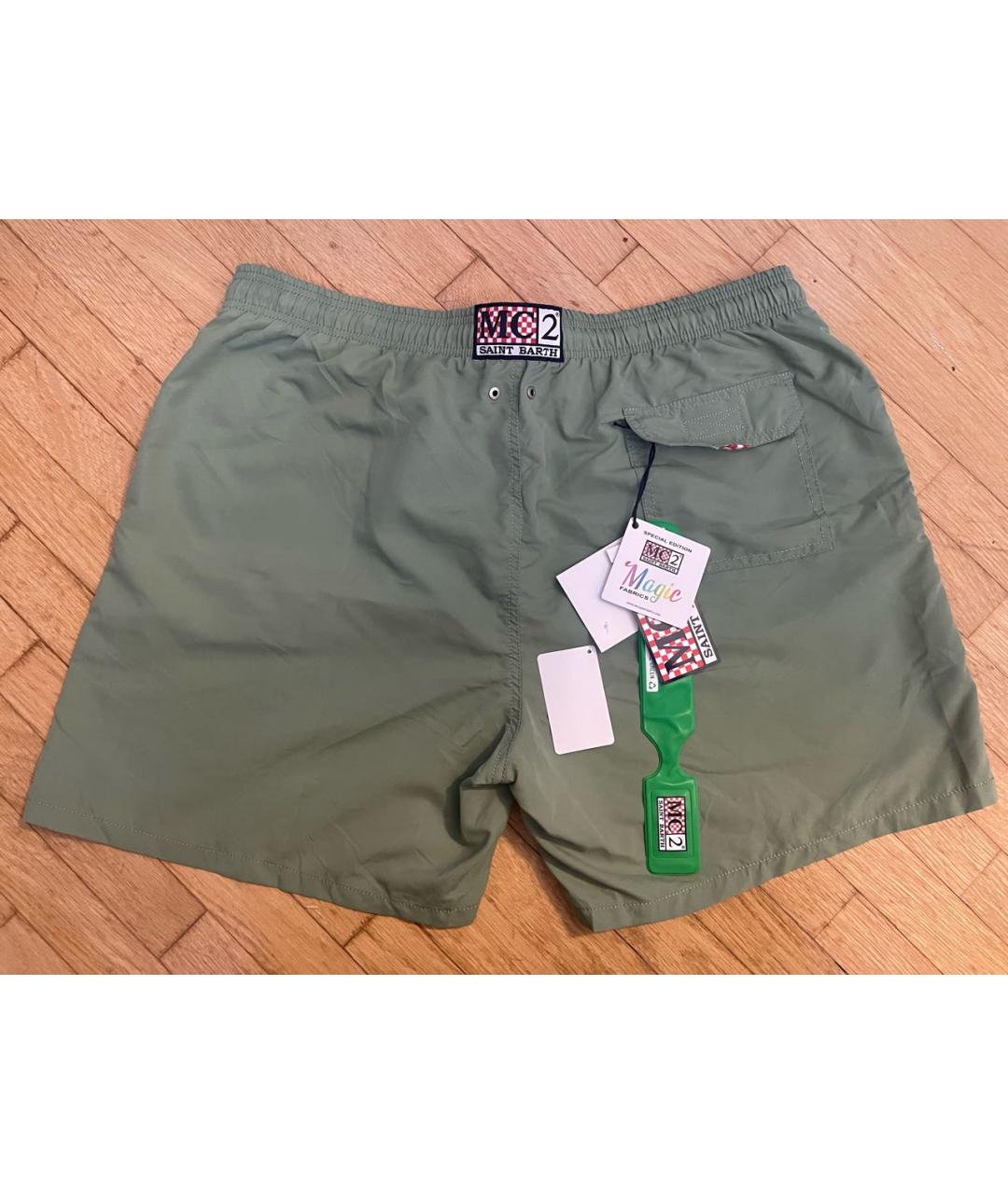 MC2 SAINT BARTH Зеленые полиэстеровые шорты, фото 4
