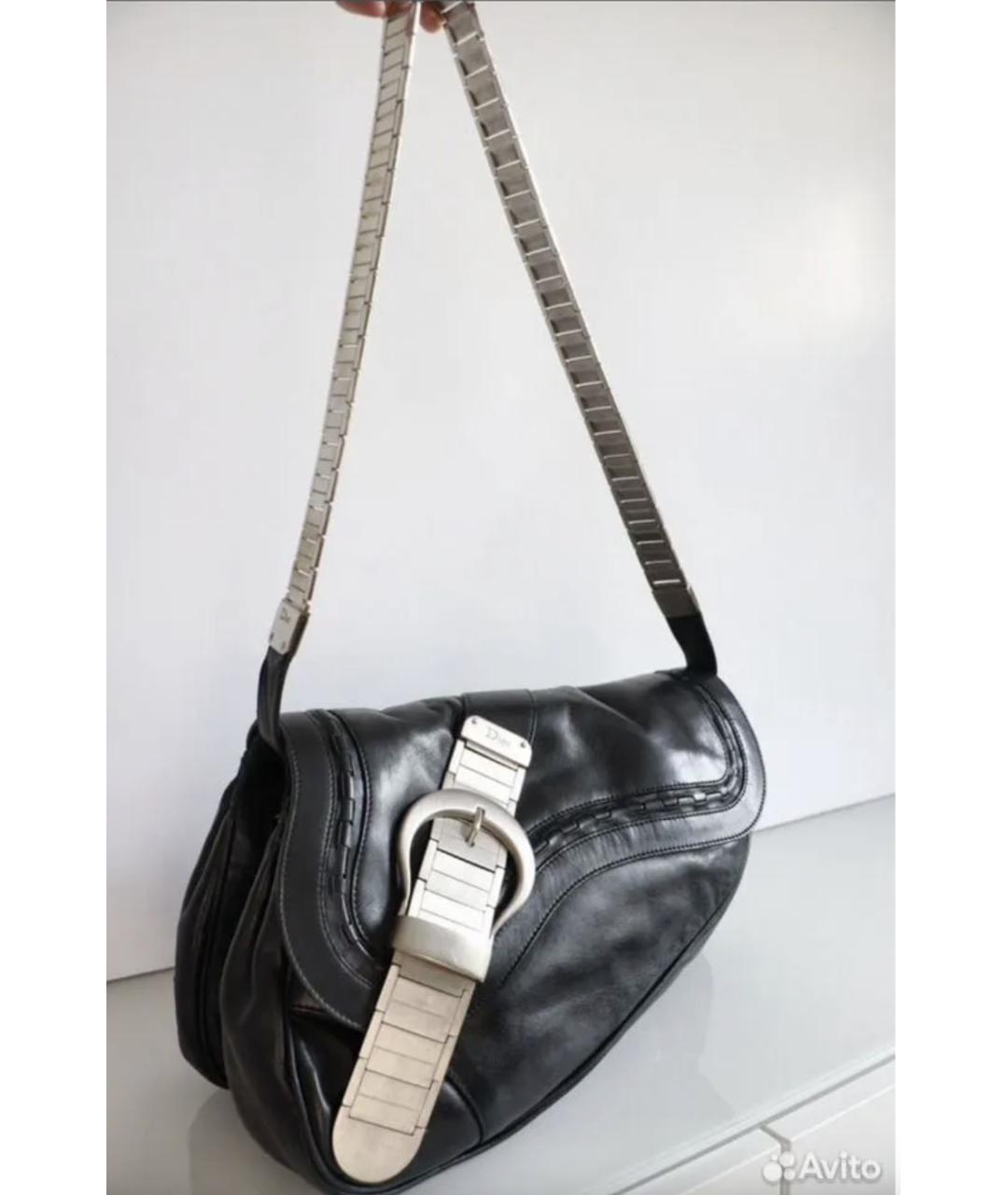 CHRISTIAN DIOR Черная кожаная сумка через плечо, фото 2