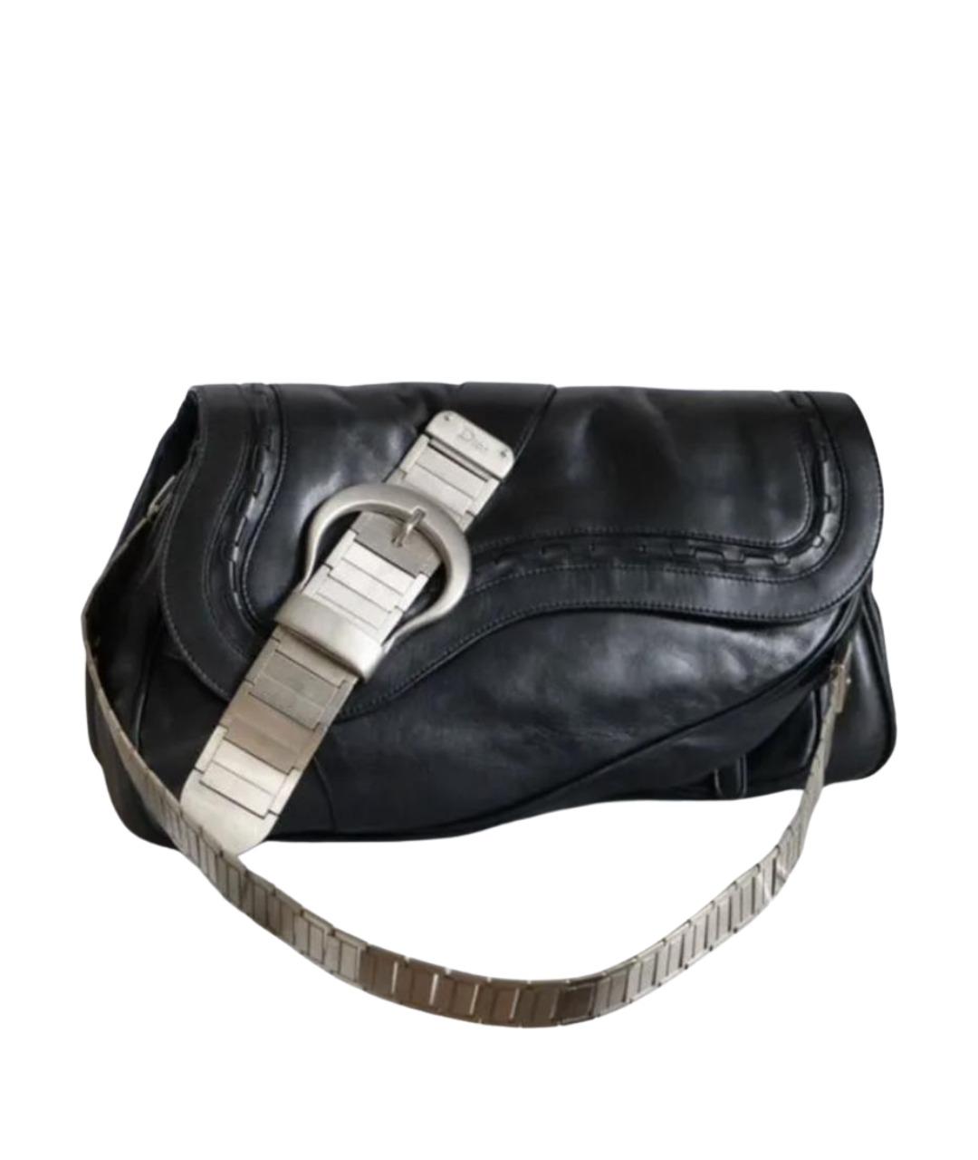 CHRISTIAN DIOR Черная кожаная сумка через плечо, фото 1