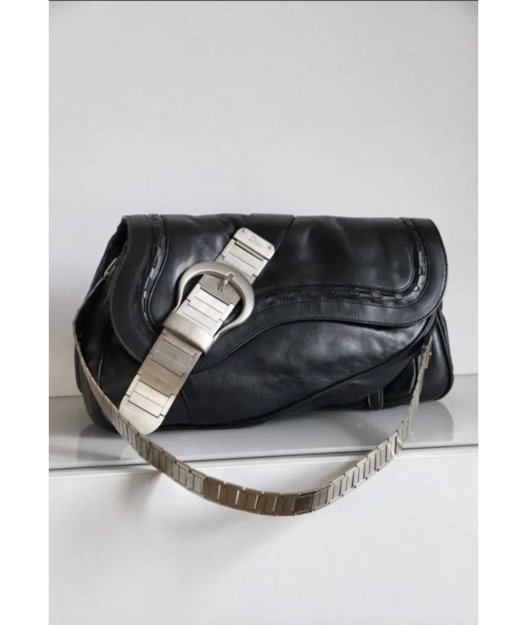 CHRISTIAN DIOR Черная кожаная сумка через плечо, фото 9