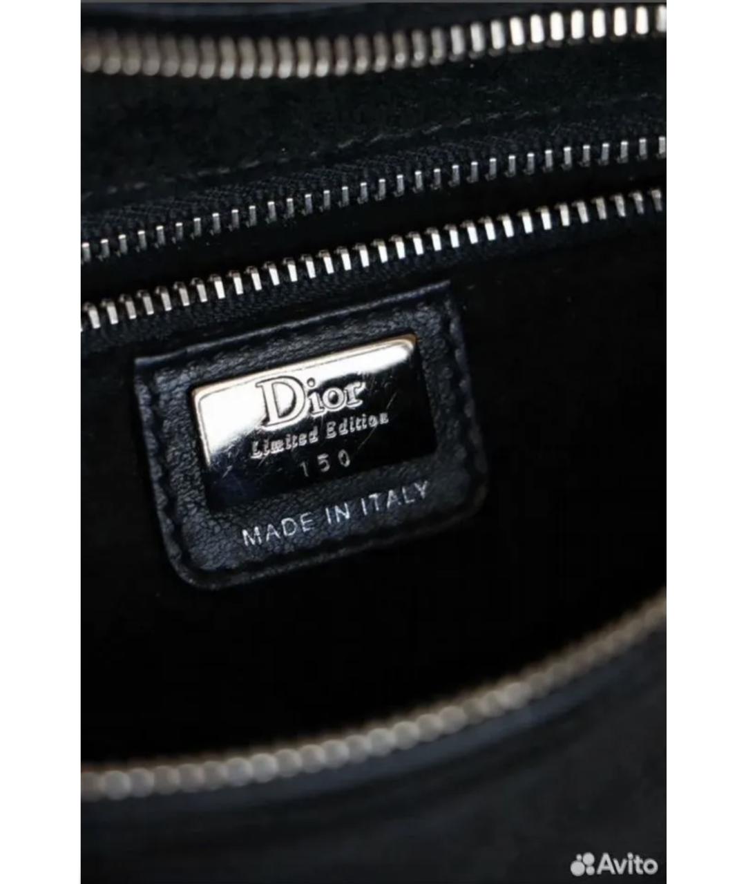 CHRISTIAN DIOR Черная кожаная сумка через плечо, фото 5