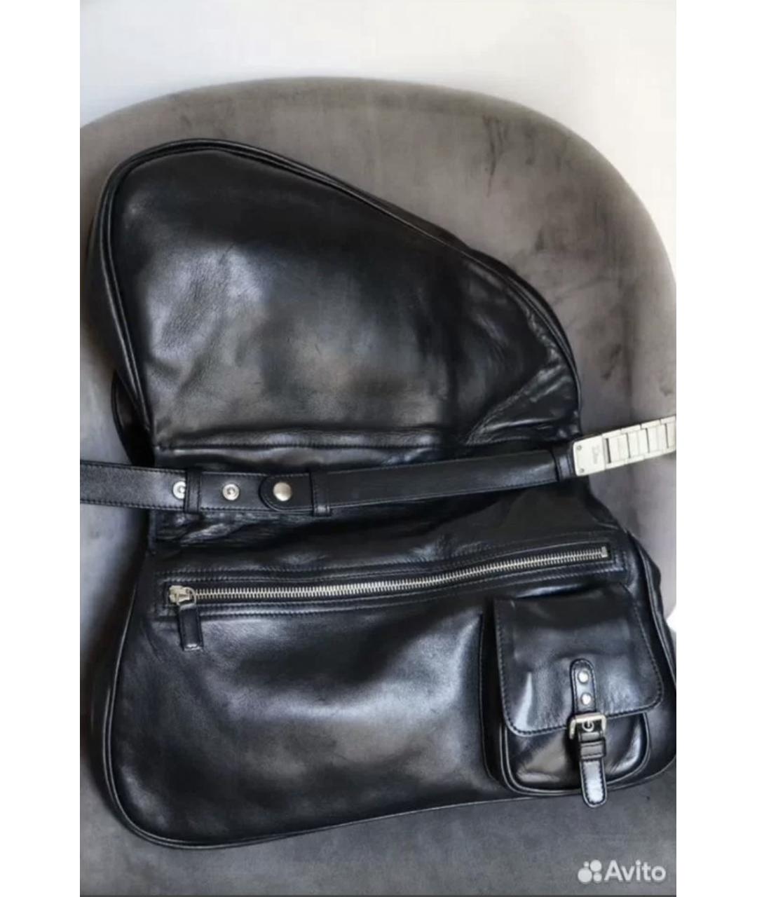 CHRISTIAN DIOR Черная кожаная сумка через плечо, фото 6