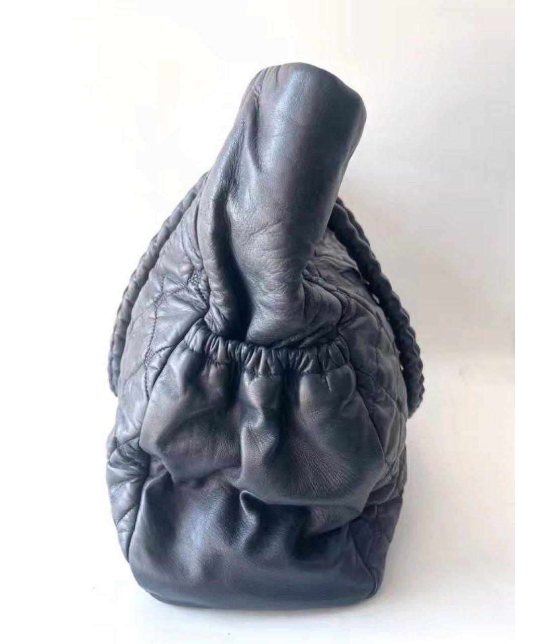 CHANEL Темно-синяя кожаная сумка тоут, фото 5