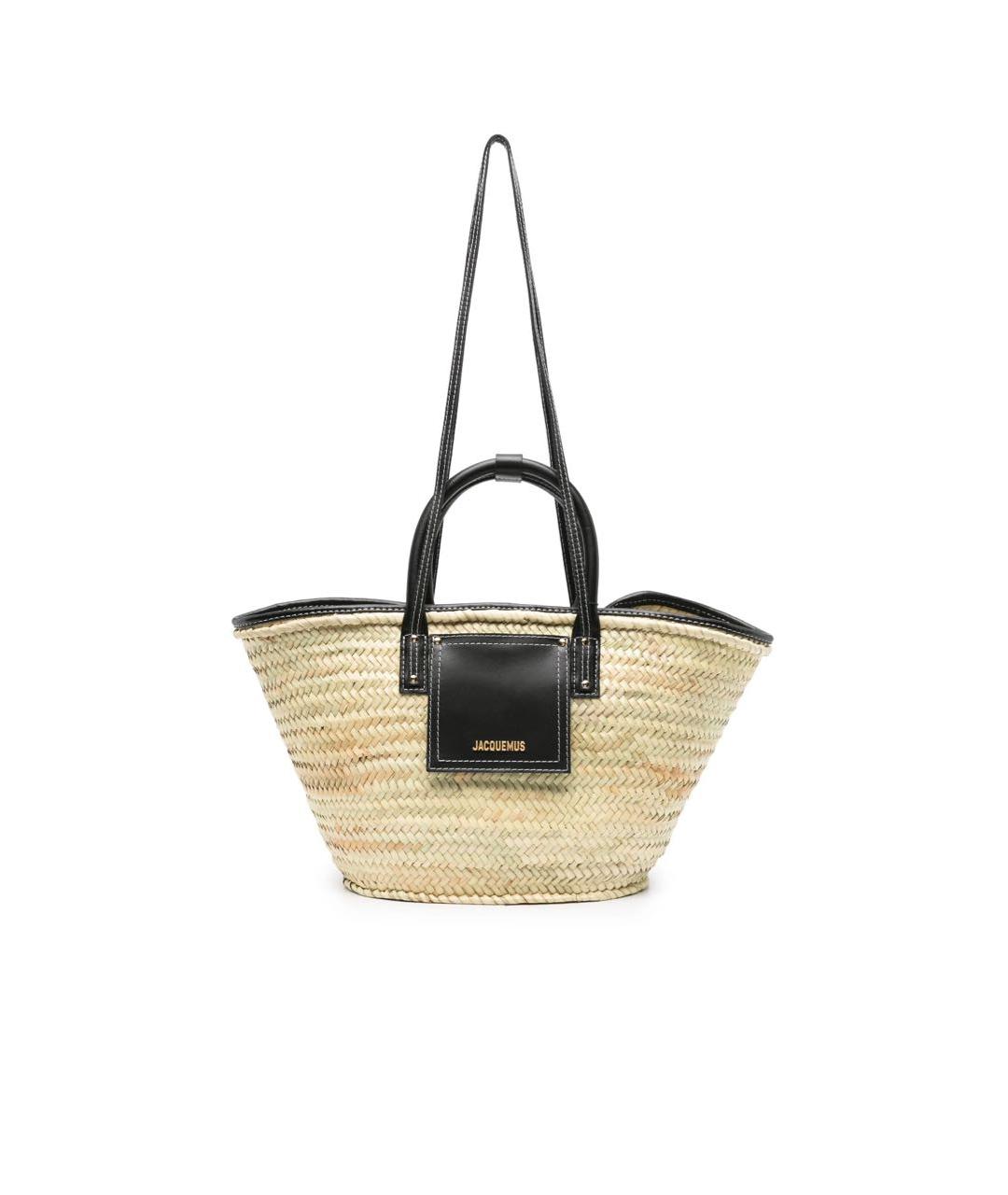 JACQUEMUS Бежевая пелетеная сумка через плечо, фото 1