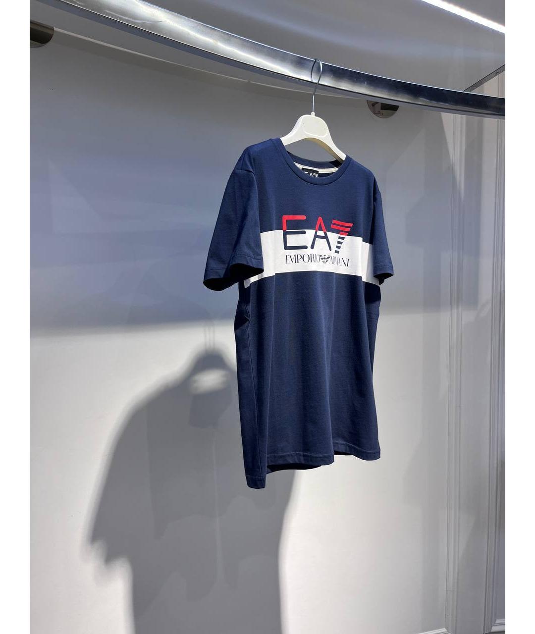 EMPORIO ARMANI Синяя хлопковая детская футболка, фото 2