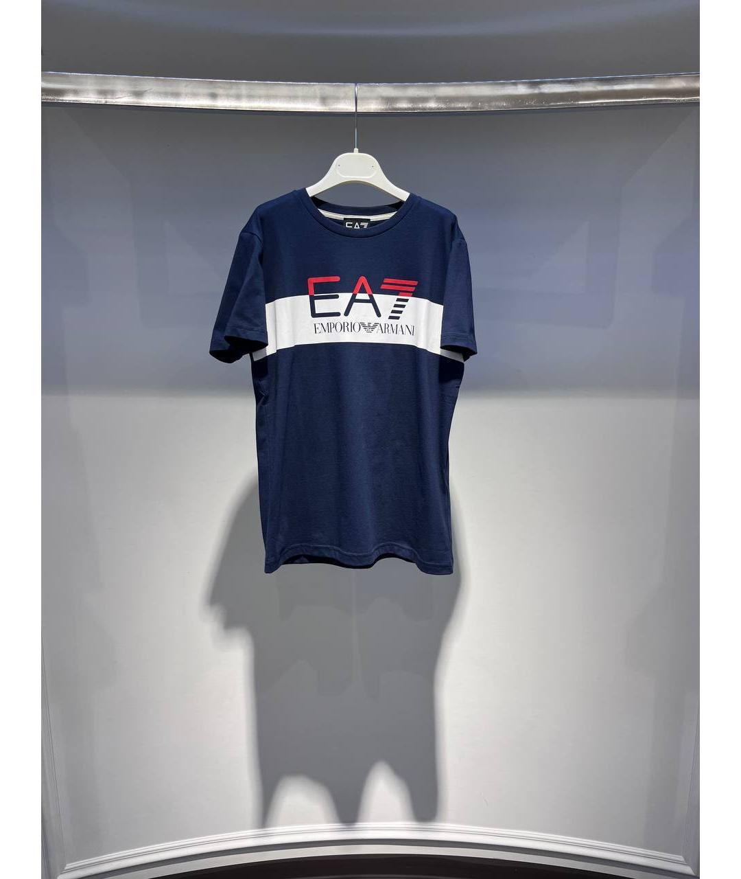 EMPORIO ARMANI Синяя хлопковая детская футболка, фото 4