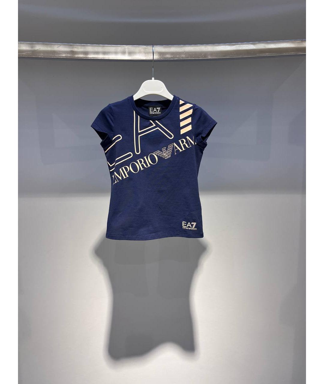 EMPORIO ARMANI Синий хлопковый футболка / топ, фото 4