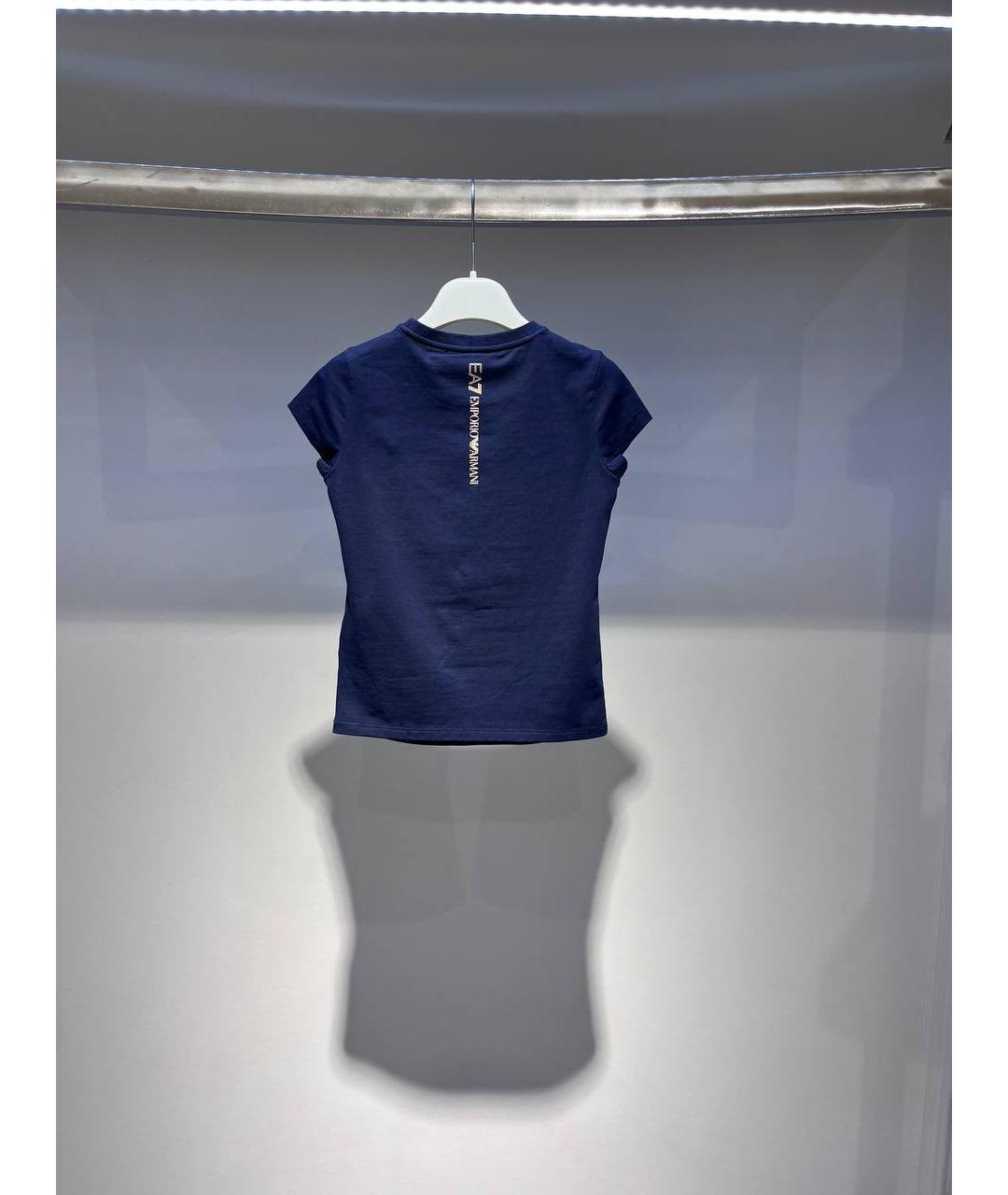 EMPORIO ARMANI Синий хлопковый футболка / топ, фото 3