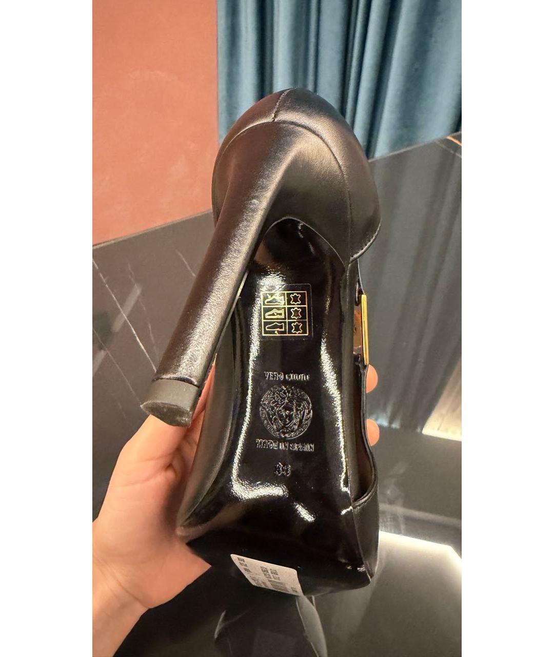 VERSACE Черные кожаные туфли, фото 6