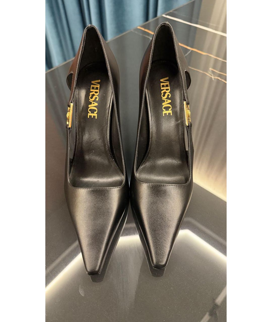 VERSACE Черные кожаные туфли, фото 7