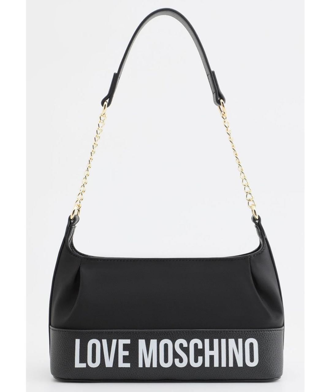 LOVE MOSCHINO Черная тканевая сумка с короткими ручками, фото 5