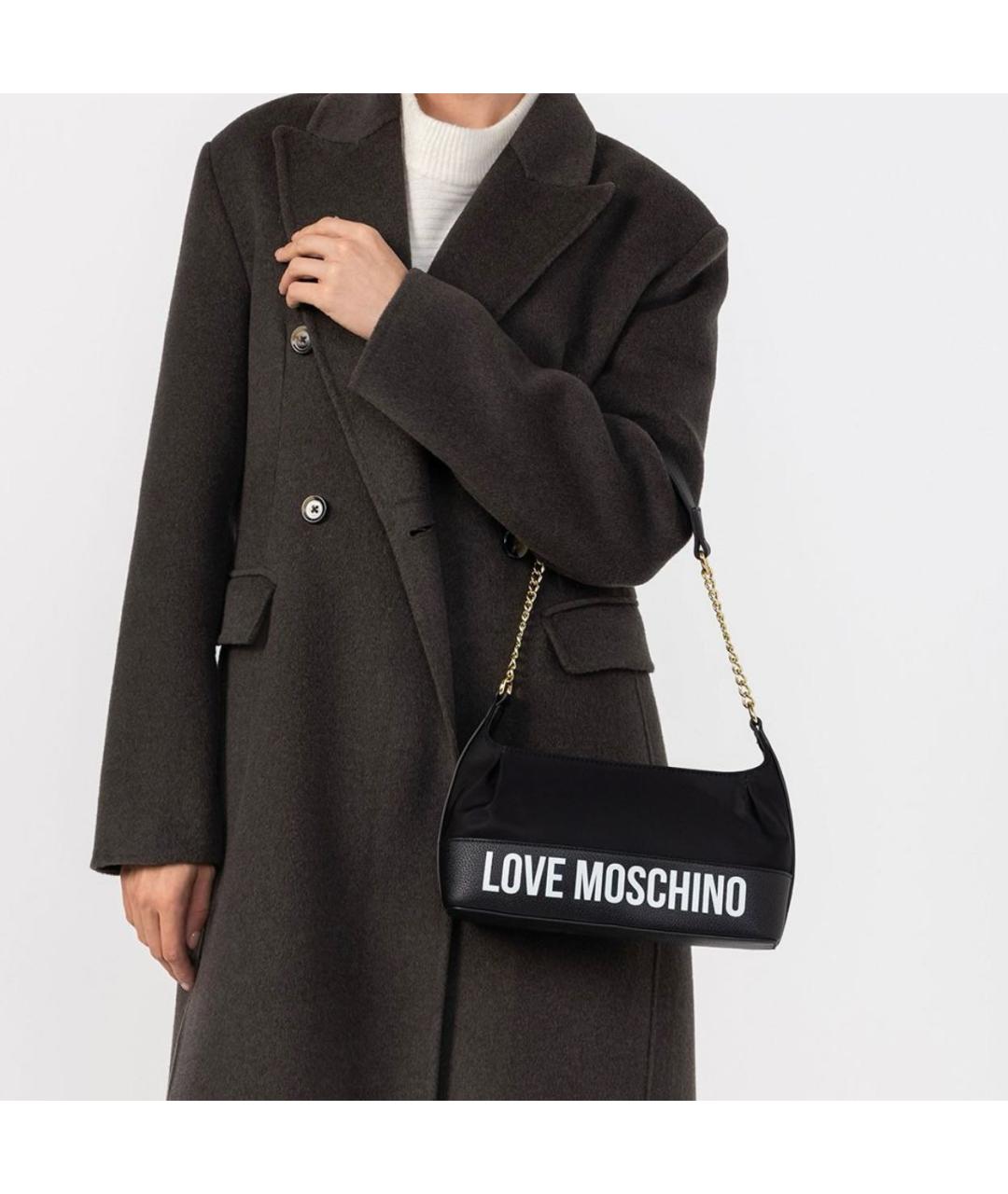 LOVE MOSCHINO Черная тканевая сумка с короткими ручками, фото 4