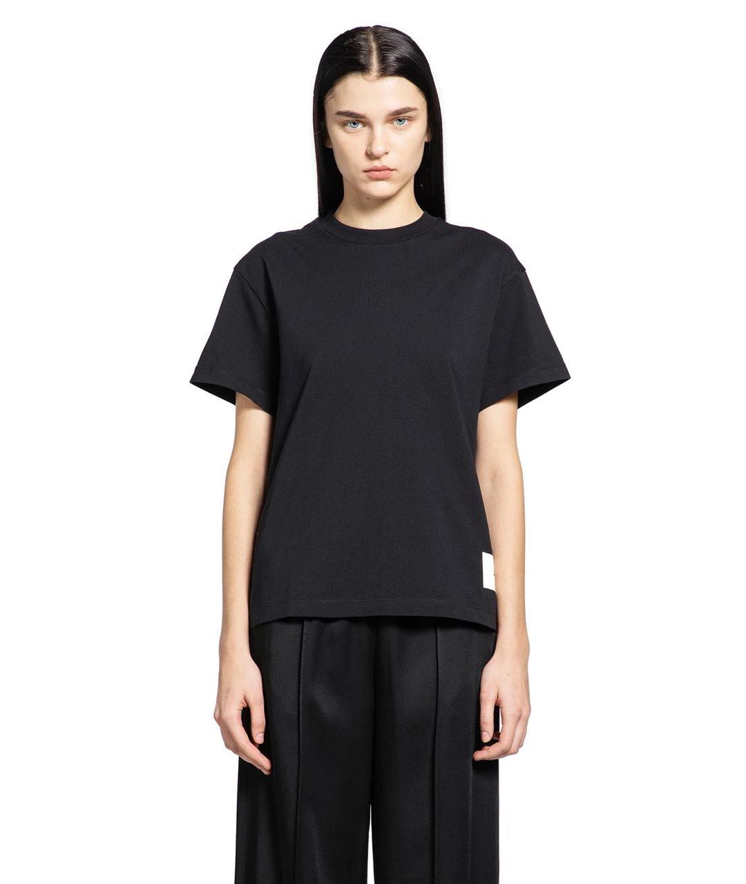 JIL SANDER Черная хлопковая футболка, фото 2