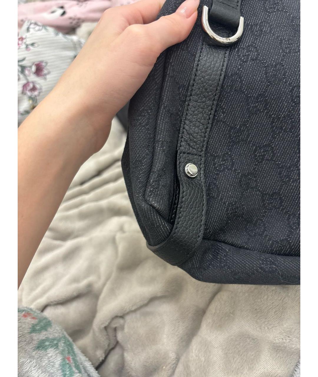 GUCCI Черная тканевая сумка тоут, фото 7