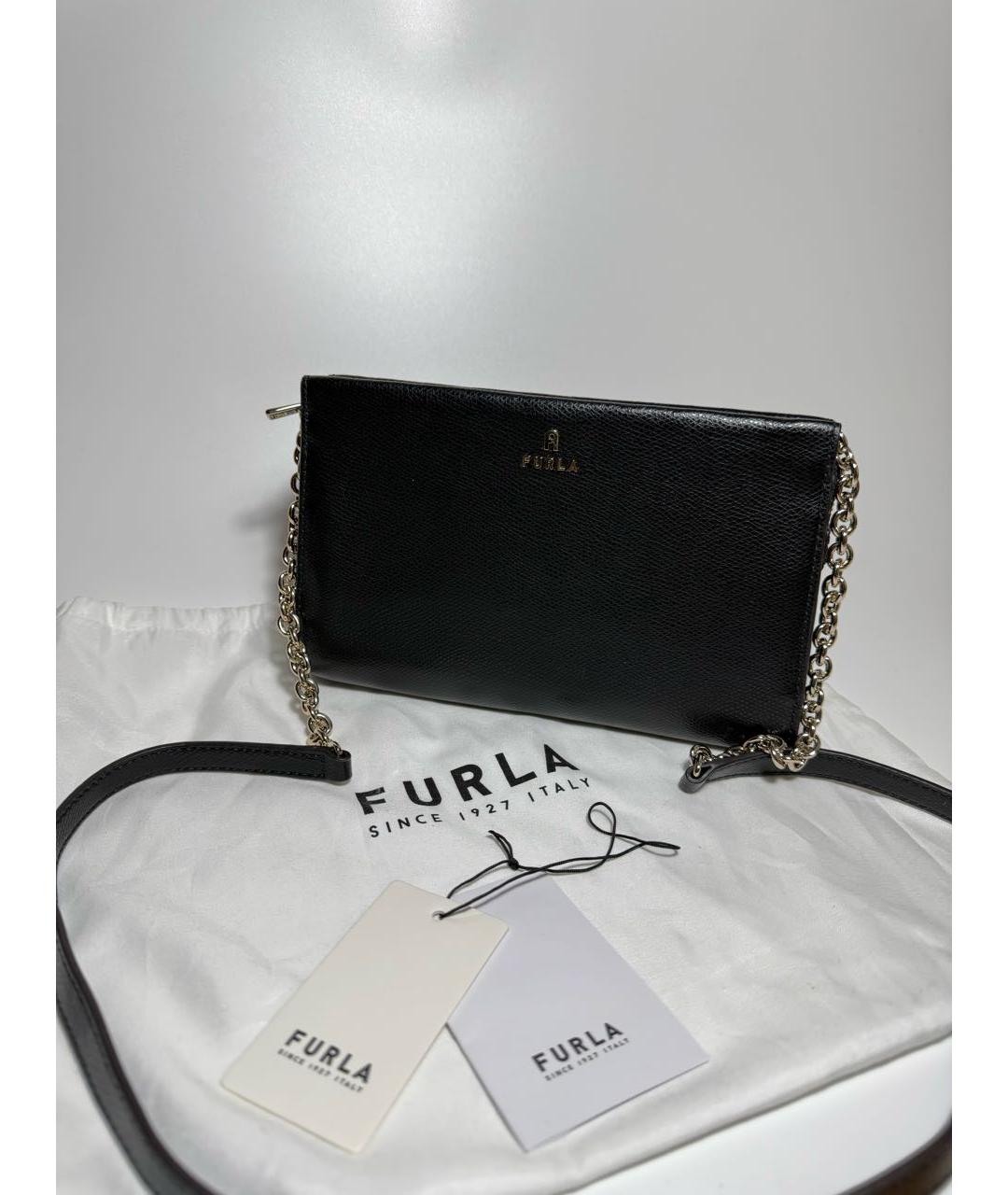 FURLA Черная кожаная сумка через плечо, фото 5