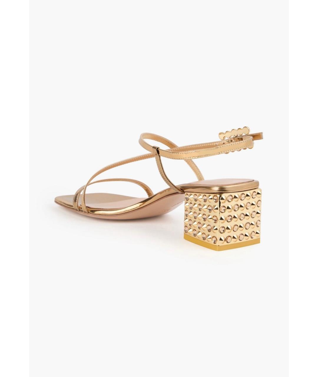 GIANVITO ROSSI Золотые кожаные босоножки, фото 3