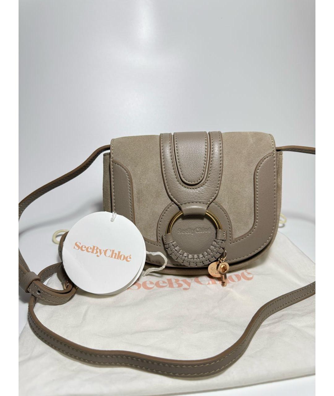 SEE BY CHLOE Бежевая кожаная сумка через плечо, фото 5