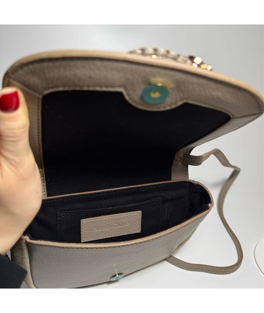 SEE BY CHLOE Бежевая кожаная сумка через плечо, фото 4