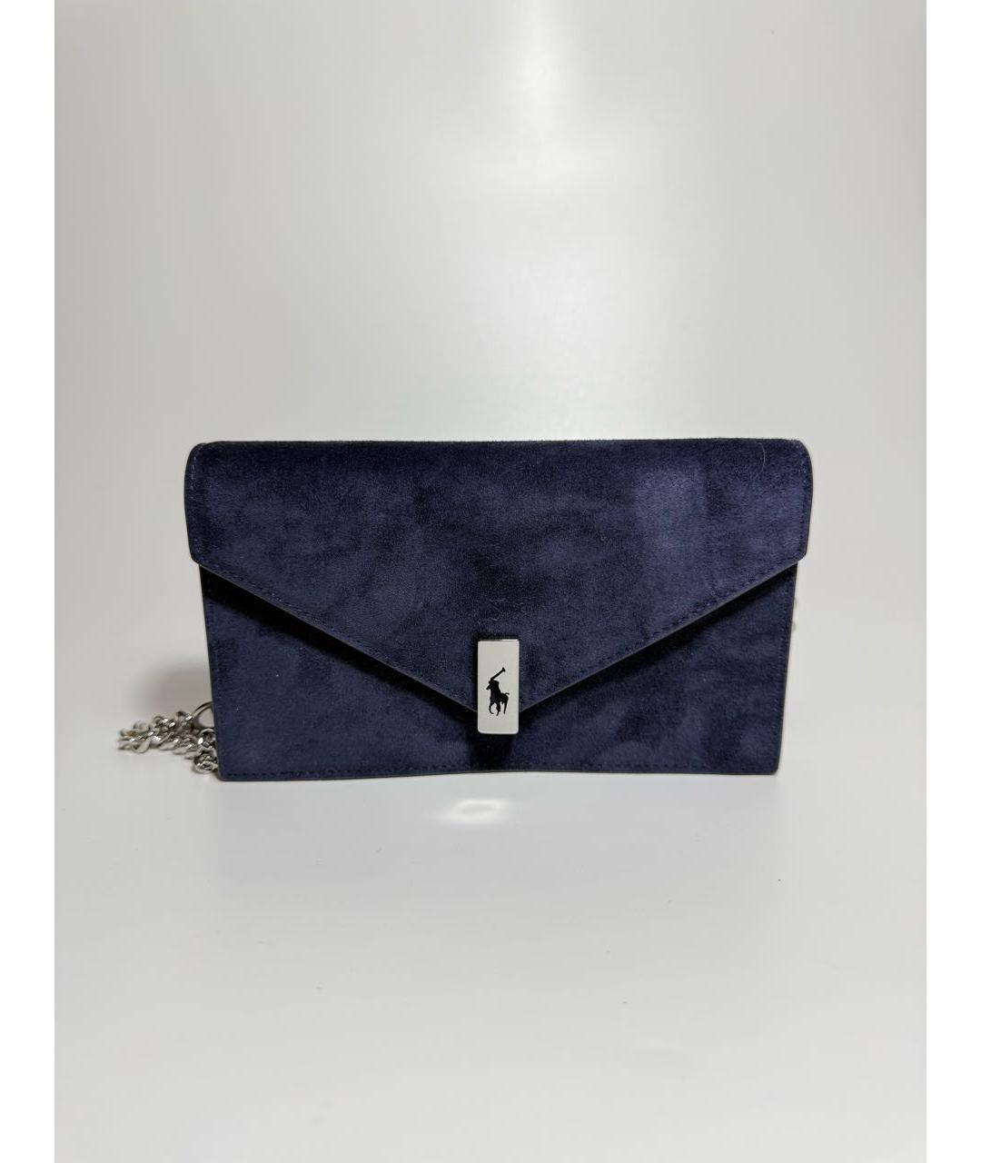 POLO RALPH LAUREN Темно-синяя замшевая сумка через плечо, фото 6