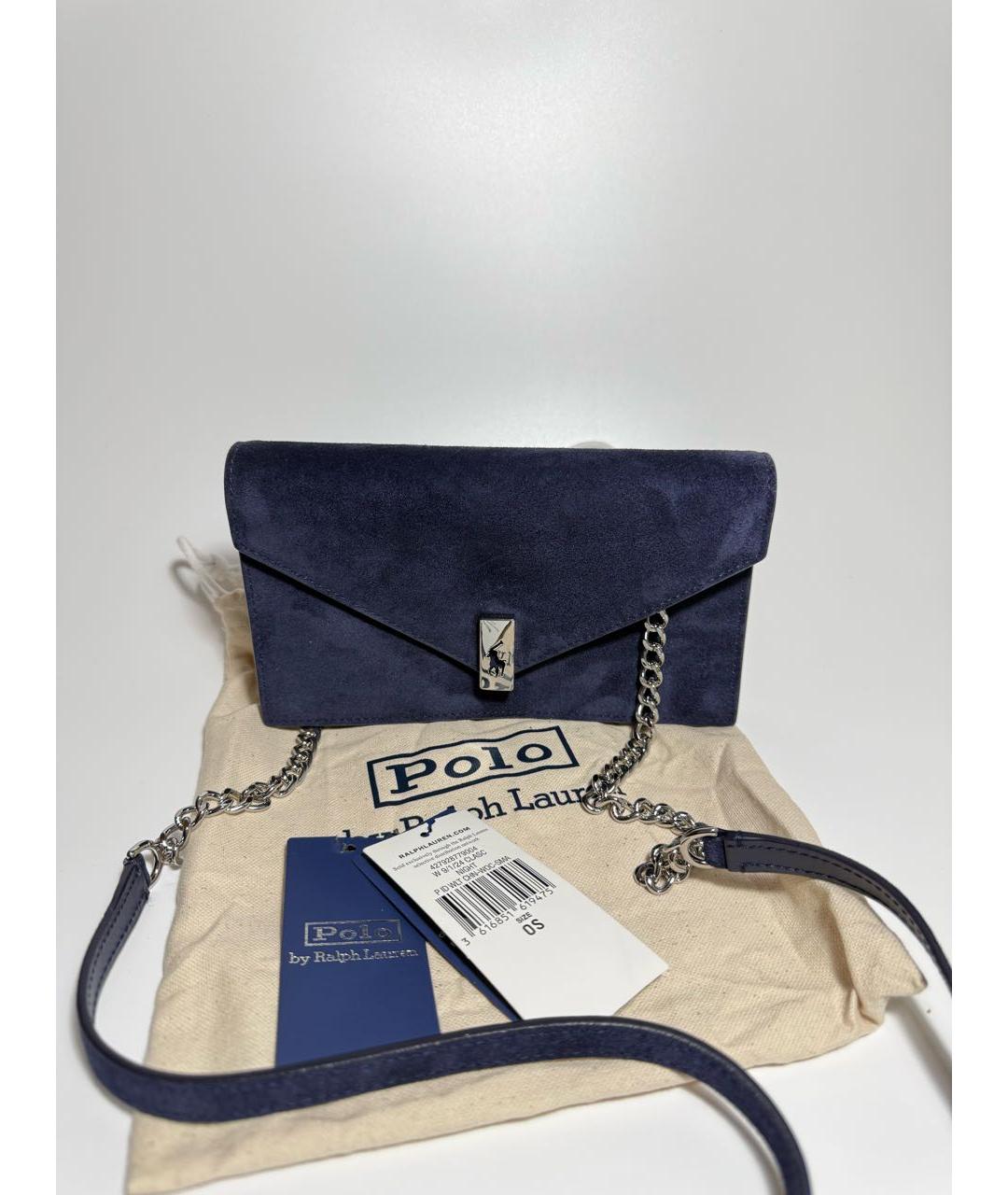 POLO RALPH LAUREN Темно-синяя замшевая сумка через плечо, фото 4