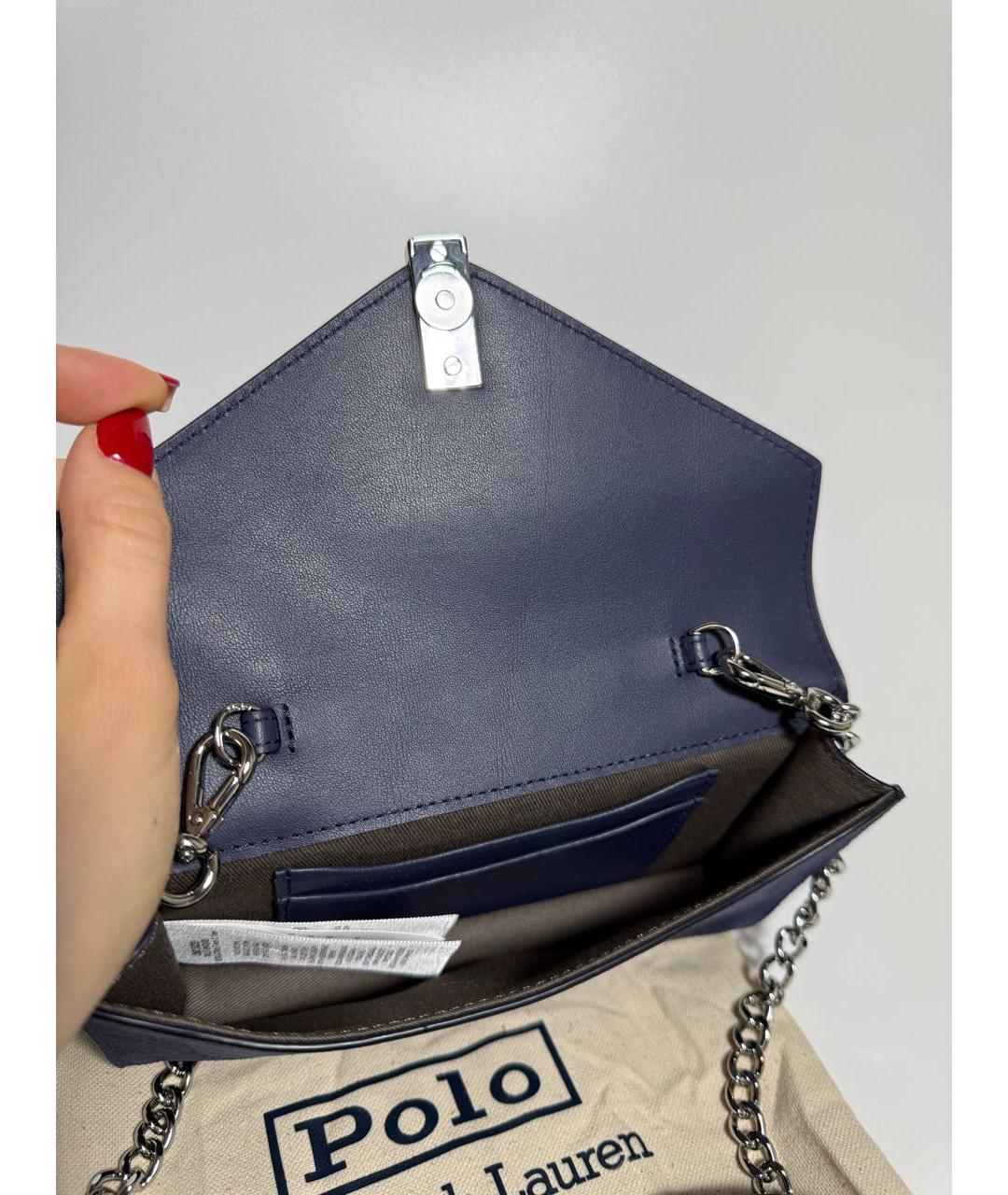 POLO RALPH LAUREN Темно-синяя замшевая сумка через плечо, фото 5