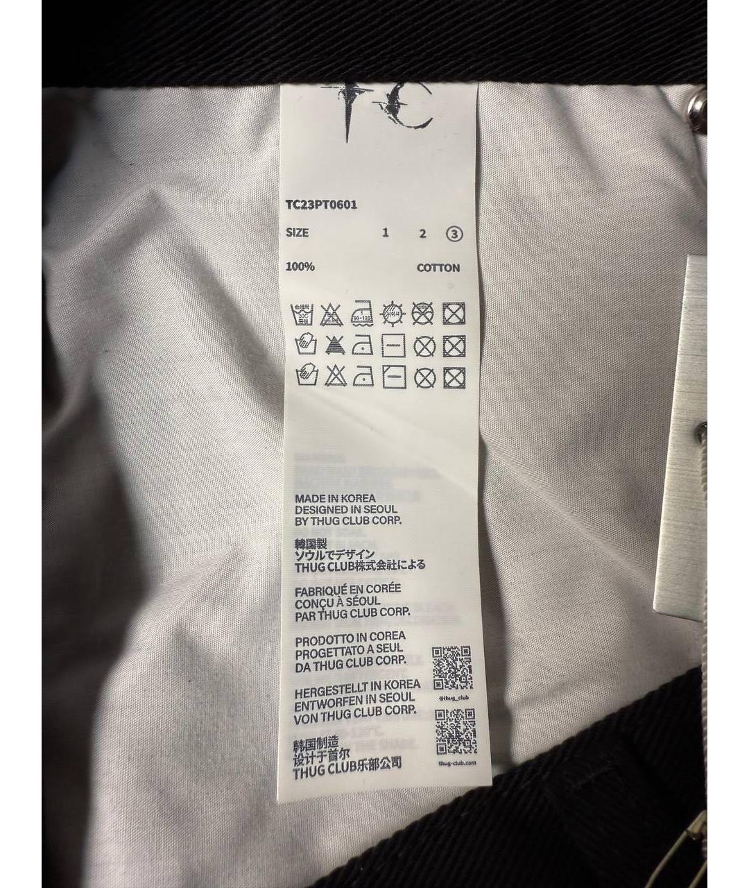 THUG CLUB Черные хлопковые прямые джинсы, фото 8