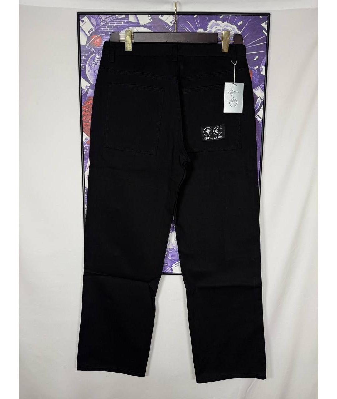 THUG CLUB Черные хлопковые прямые джинсы, фото 4