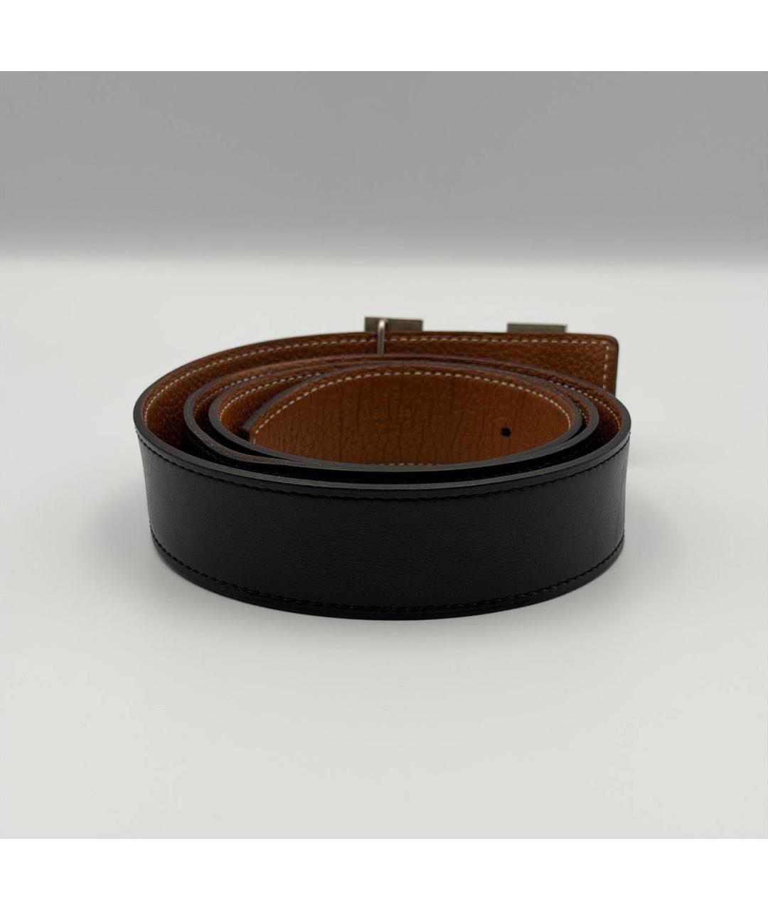 HERMES Черный кожаный ремень, фото 3