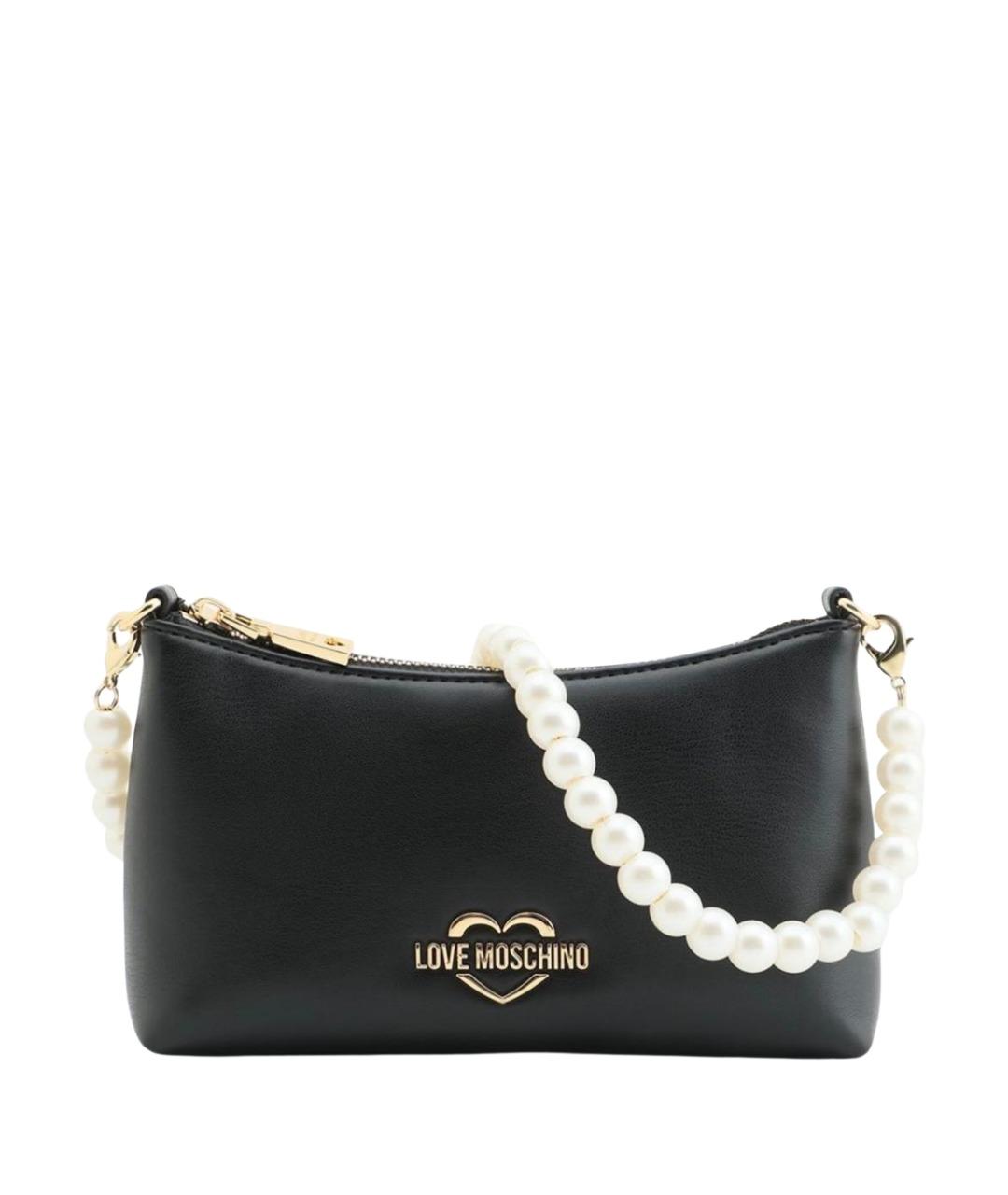 LOVE MOSCHINO Черная кожаная сумка с короткими ручками, фото 1