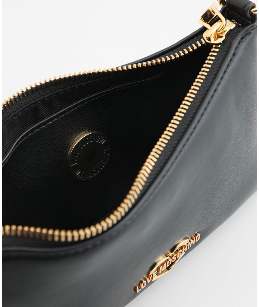 LOVE MOSCHINO Черная кожаная сумка с короткими ручками, фото 3