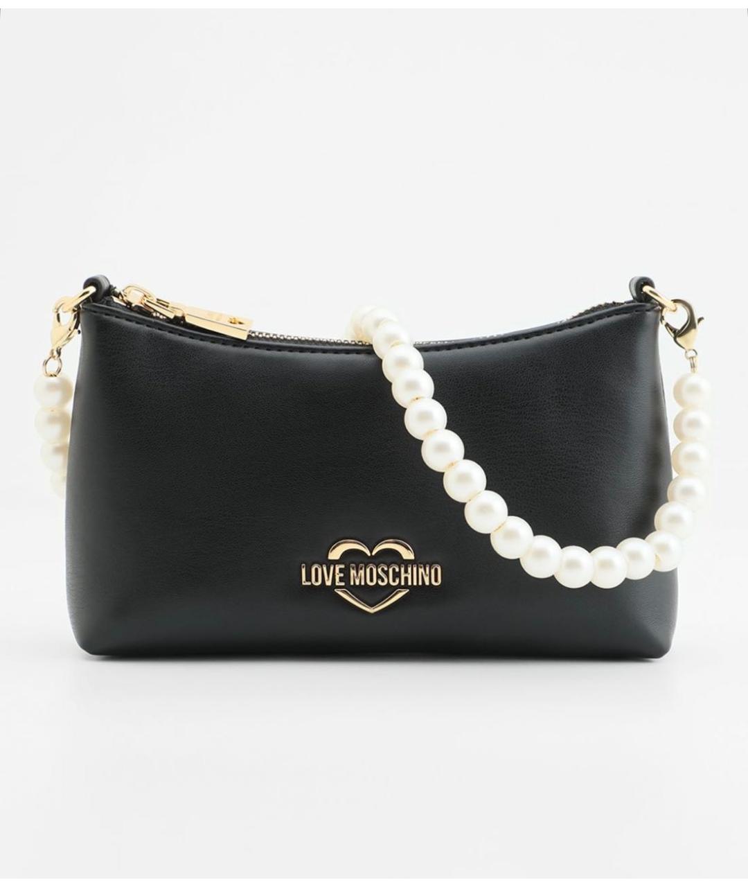 LOVE MOSCHINO Черная кожаная сумка с короткими ручками, фото 5